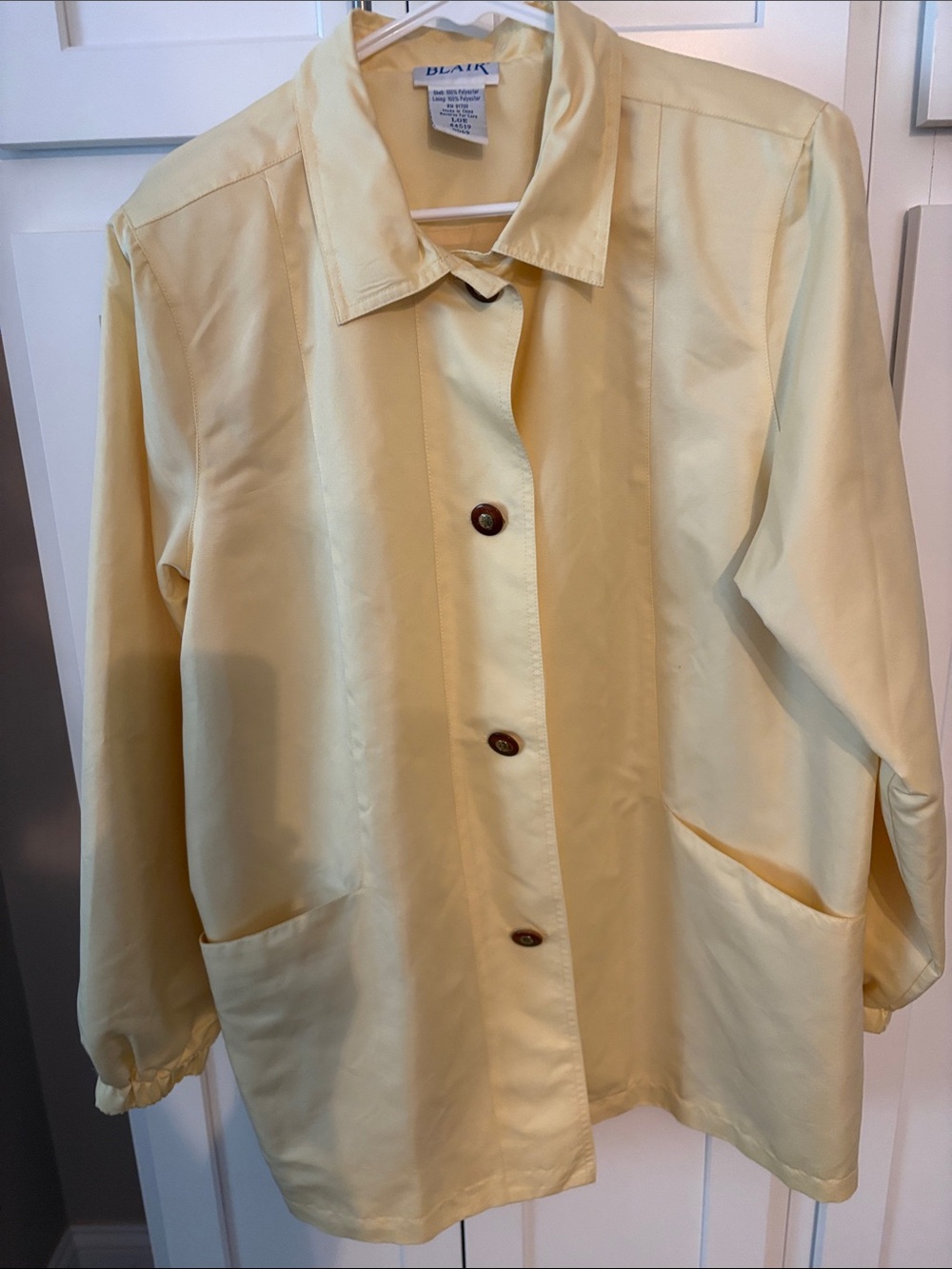 Blair Pale Yellow Button-Front Trench Jacket